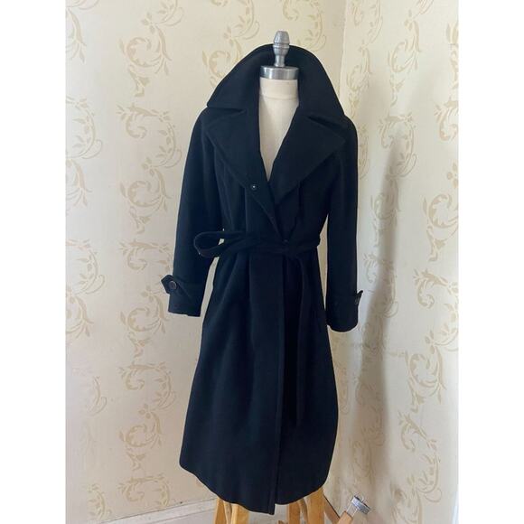 Regency Pure 100% Cashmere Black Belted Jacket Ladies Size 6 - Picture 1 of 3